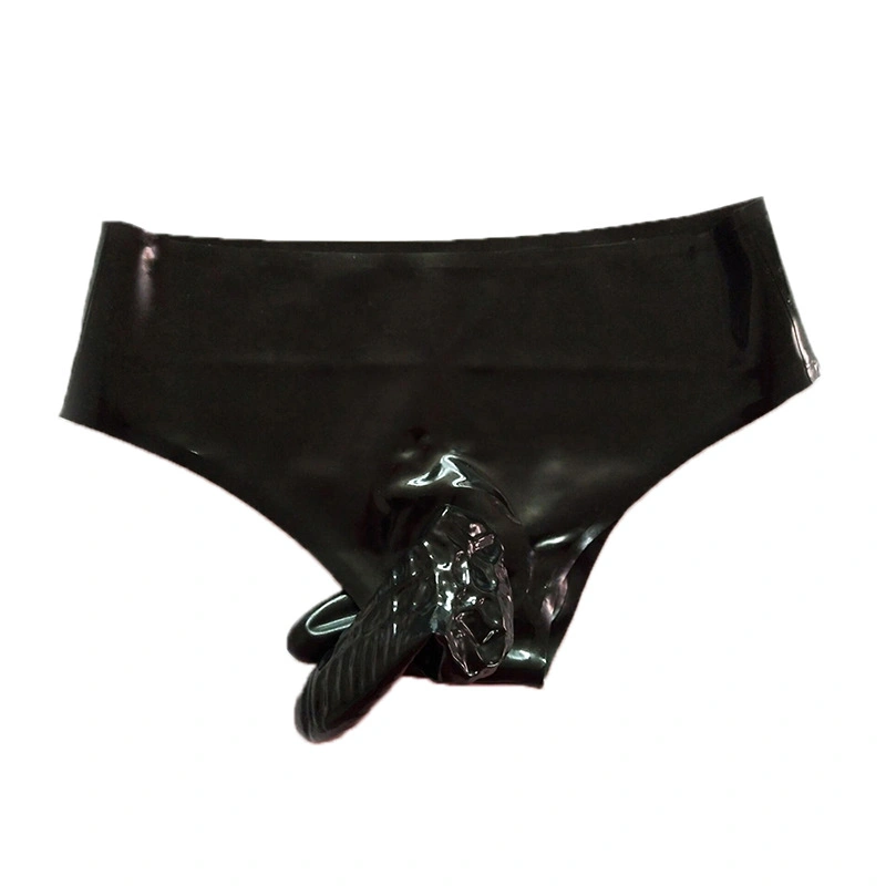 Latest Natual Latex Panties Jj Set Apparel Sexy Briefs Black Sex Underwear for Men