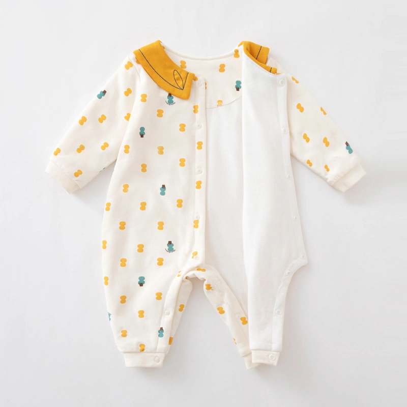 Long Sleeve Cotton Clip Single Breasted Newborn Bodysuit