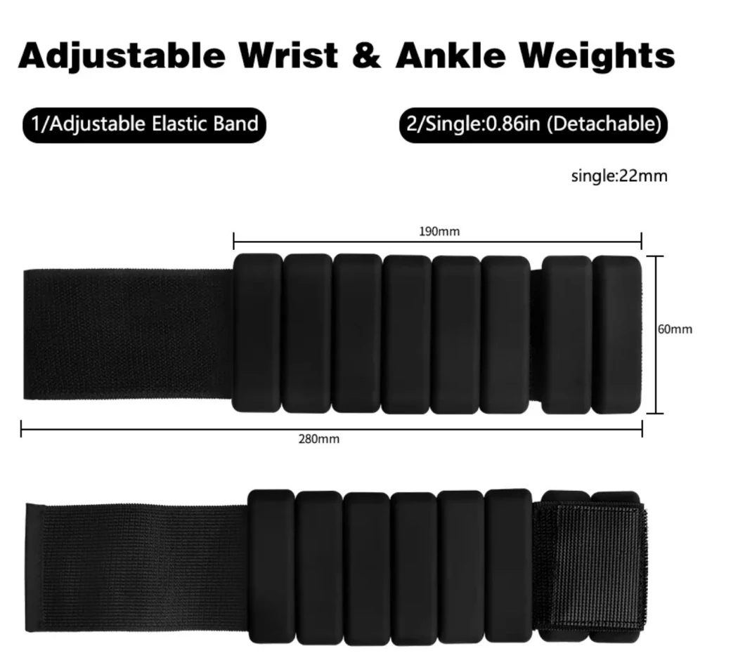 2lbs Weight Silicone Adjustable Exercise Training Silicone Bracelets Wristband for Fitness