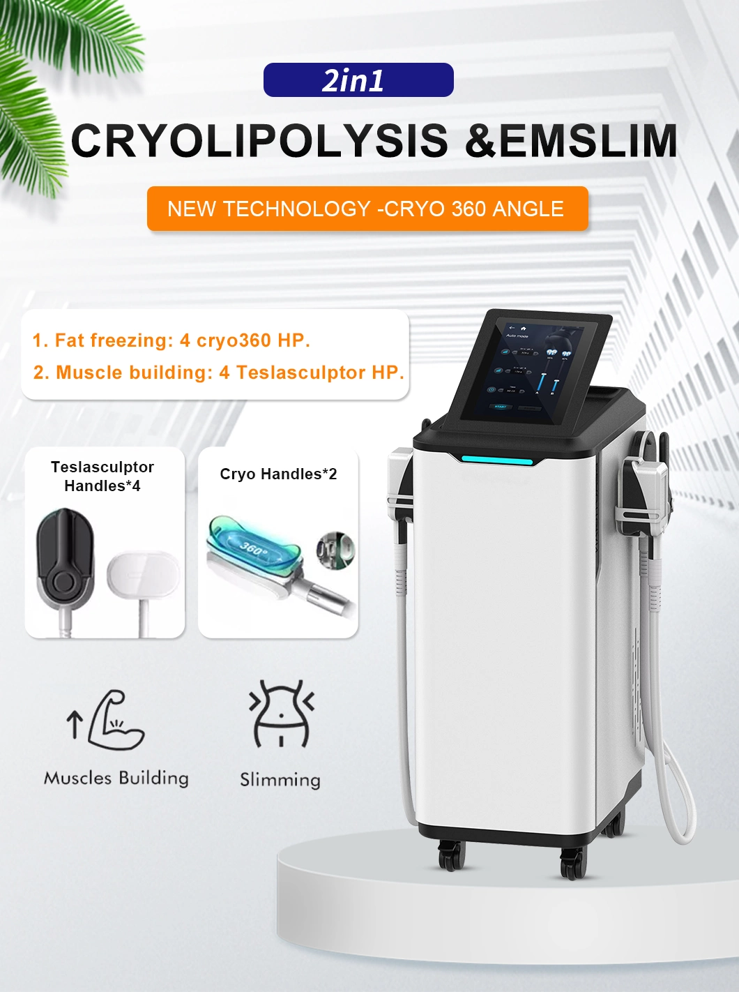 2 in 1 EMS Sculpt Muscle Building Weight Loss Cryolipolysis Therapy Machine