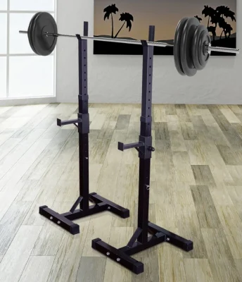 Heavy Duty Barre de poids Barbell Squat Stand Stands Barbell Rack Spotter Gym Fitness Power Rack Holder Banc